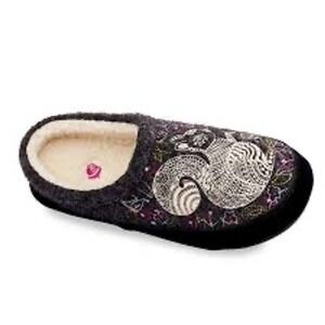 Acorn forest clog slippers gray squirrel embroidery women's size 8-9 boiled wool